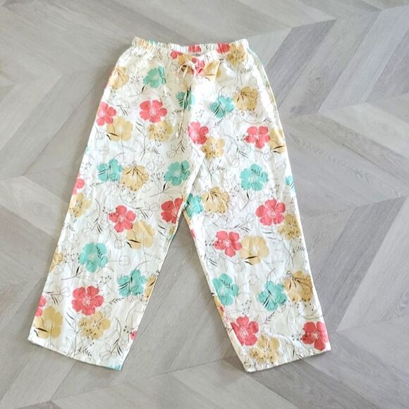 Marc Ware, Hot Cotton Floral Palazzo Linen Pant, Size Med - Picture 1 of 5
